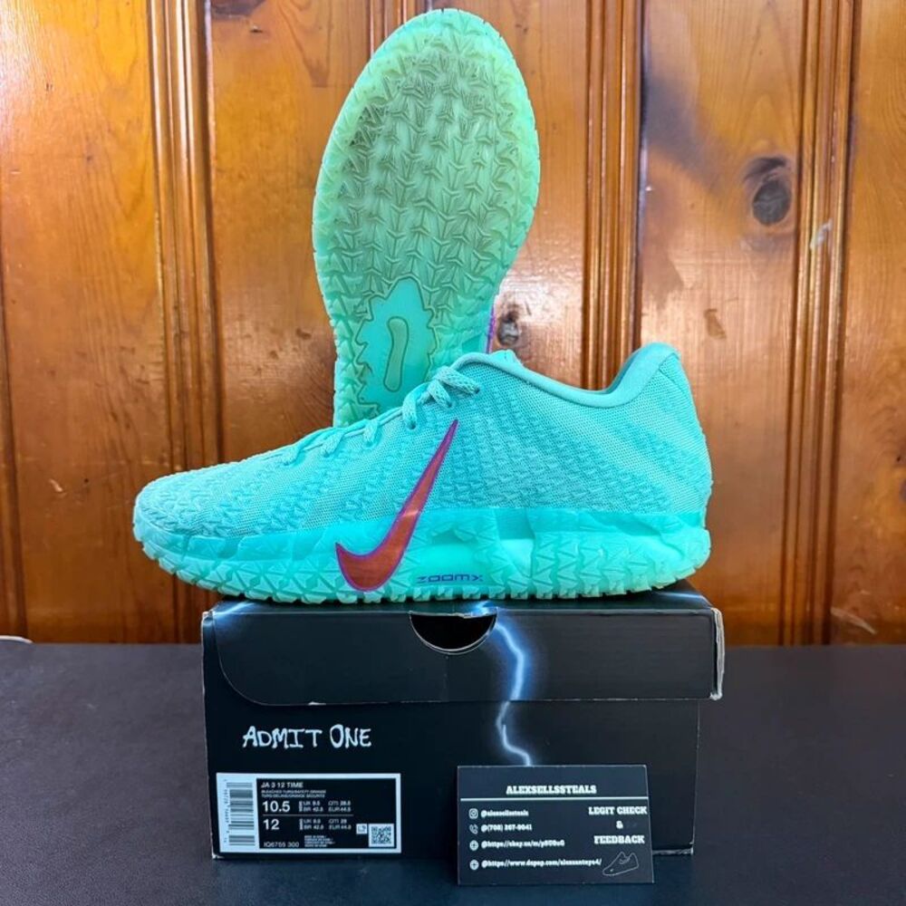 Nike Ja 3 Twelve Time Turqouise Green Sz 10.5 Men (IQ6755-300) OG Box